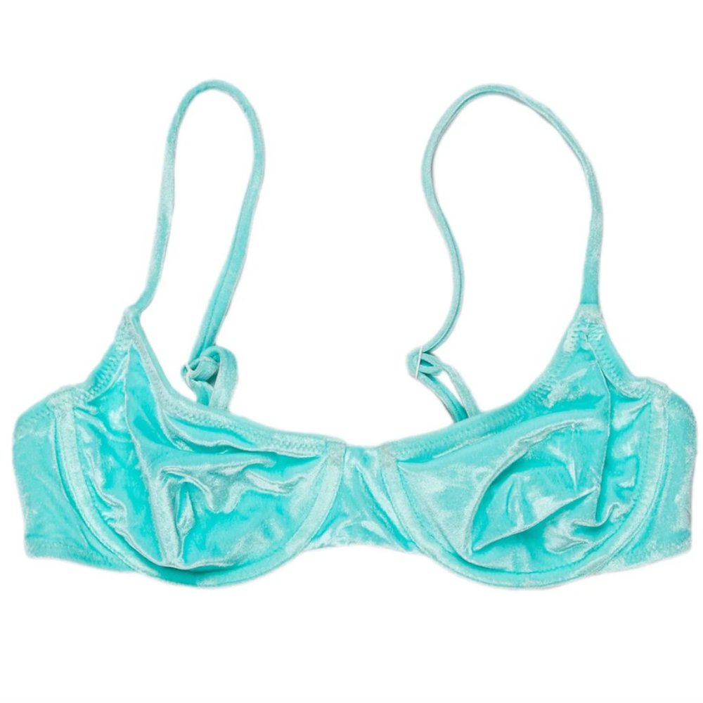 NWT SOLID & STRIPED The "EVA" Top in Solid Velvet Aquamarine M - Picture 2 of 13